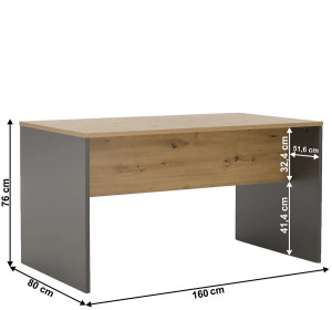 RIOMA NEW grafit/dub artisan 16, kancelársky písací stôl RIOMA NEW grafit/dub artisan 16, kancelársky písací stôl