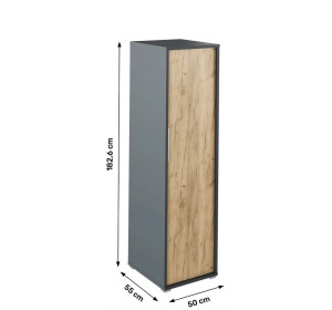 RIOMA NEW grafit/dub artisan 20, kancelárska vešiaková skriňa