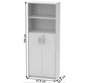 JOHAN 2 NEW biela matná 10, kancelárska policová skriňa