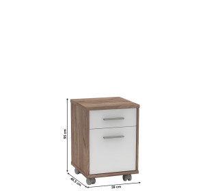 JOHAN 2 NEW kraft dunkel/biela 07, kontajner pod písací stôl