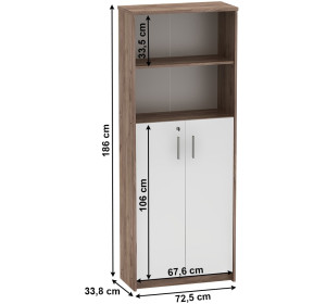 JOHAN 2 NEW kraft dunkel/biela 10, kancelárska policová skriňa