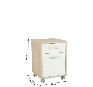 JOHAN 2 NEW dub sonoma/biela 07, kontajner pod písací stôl