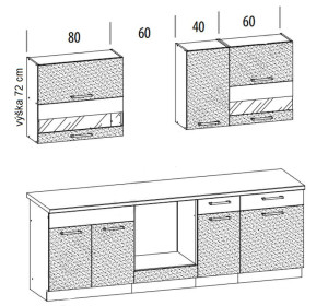 MODENA biely lesk/grafit 180/240, kuchynská linka