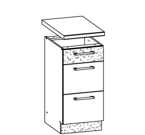 MODENA biely lesk/grafit matný MD14/D45S3, dolná skrinka so zásuvkami v šírke 45 cm