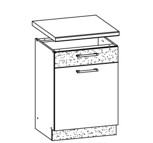 MODENA biely lesk/grafit matný MD15/D50S1, dolná skrinka so zásuvkou v šírke 50 cm