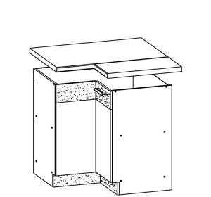MODENA biely lesk/grafit matný MD21/D90NW, dolná rohová skrinka v šírke 90x90 cm