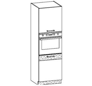 MODENA biely lesk/grafit matný MD29/D60P, vysoká potravinová skrinka na vstavanú rúru v šírke 60 cm