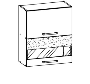 MODENA biely lesk/grafit matný MD08/G60W, horná výklopná skrinka so sklom v šírke 60 cm
