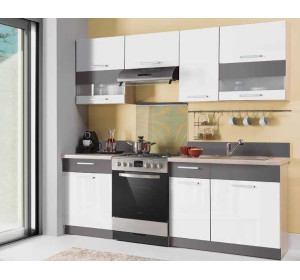 MODENA biely lesk/grafit matná 160/220, kuchynská linka