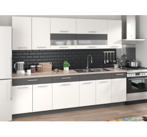 MODENA biely lesk/grafit 260, kuchynská linka