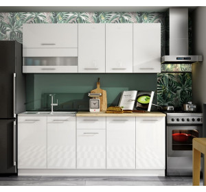 TIFFANY 200 biely lesk, kuchynská linka 200 cm