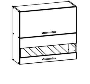 TIFFANY biely lesk T10/G80W, horná výklopná skrinka so sklom v šírke 80 cm