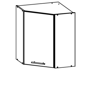 TIFFANY biely lesk T12/G60NW, horná rohová skrinka v šírke 60x60 cm