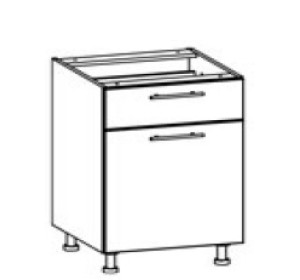 TIFFANY biely lesk T18/D50S1, dolná skrinka so zásuvkou v šírke 50 cm