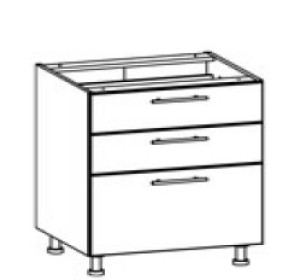 TIFFANY biely lesk T20/D60S3, dolná zásuvková skrinka v šírke 60 cm