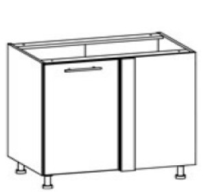 TIFFANY biely lesk T25/DNLP, dolná skrinka do rohu v rozmere 100 x 60 cm