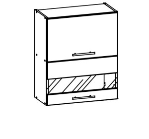 TIFFANY biely lesk T09/G60W, horná výklopná skrinka so sklom v šírke 60 cm