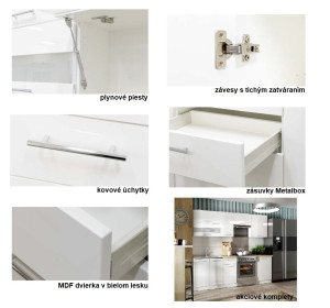 TIFFANY biely lesk T02/G30, horná skrinka v šírke 30 cm