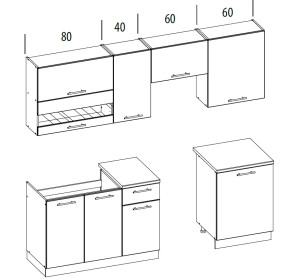 TIFFANY 180/240 biely lesk, kuchynská linka 180/240 cm