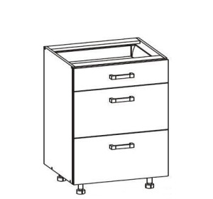 VERDI svetlosivá D3S60, dolná zásuvková skrinka v šírke 60 cm