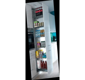 SOLE biely lesk DC40/207, vysoká skrinka s CARGO košom v šírke 40 cm a výške 207 cm