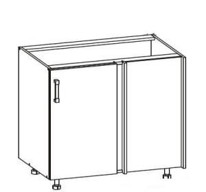 VERDI svetlosivá DNW105P, dolná skrinka určená do rohu v šírke 105 cm