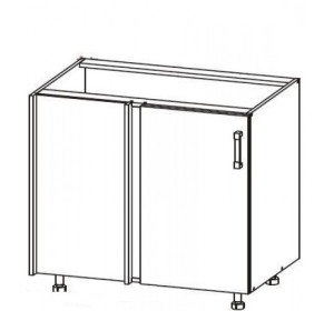 VERDI svetlosivá DNW105L, dolná skrinka určená do rohu v šírke 105 cm