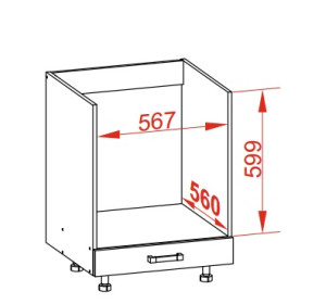 VERDI svetlosivá DP60, dolná skrinka na vstavanú rúru v šírke 60 cm