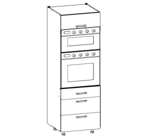 VERDI svetlosivá DPS-60/207-SMB/O, vysoká skrinka na vstavanú rúru a mikrovlnku v šírke 60 cm a výške 207 cm