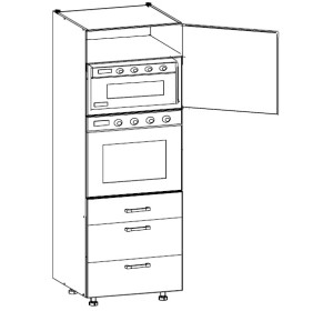 VERDI svetlosivá DPS-60/207-SMB/P, vysoká skrinka na vstavanú rúru v šírke 60 cm a výške 207 cm