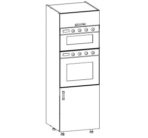 VERDI svetlosivá DPS-60/207-P/O, vysoká skrinka na vstavanú rúru a mikrovlnku v šírke 60 cm a výške 207 cm