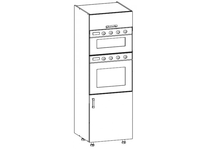 VERDI svetlosivá DPS-60/207-P/O, vysoká skrinka na vstavanú rúru a mikrovlnku v šírke 60 cm a výške 207 cm