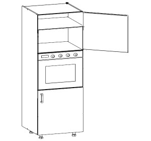 VERDI svetlosivá DPS-60/207-P/P, vysoká skrinka na vstavanú rúru v šírke 60 cm a výške 207 cm