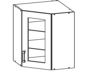 VERDI svetlosivá GNWU60/72-LVPV, horná rohová skrinka v šírke 60 x 60 cm