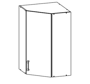 VERDI svetlosivá GNWU60/95, horná rohová skrinka v šírke 60 x 60 cm a výške 95 cm