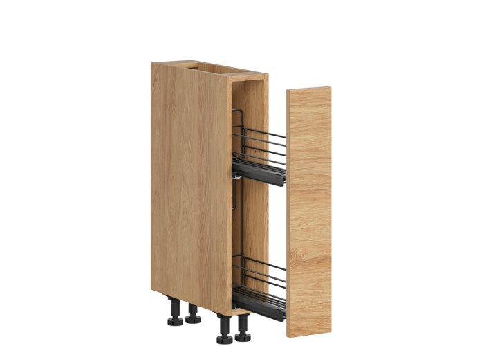 HAMPER dub hikory DC15, dolná skrinka s CARGO košom v šírke 15 cm