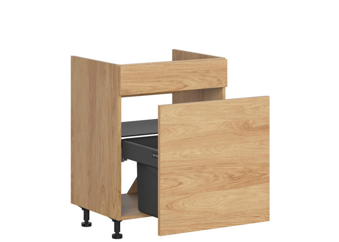 HAMPER dub hikory DKS60, dolná drezová skrinka s košom na odpad v šírke 60 cm