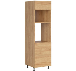 HAMPER dub hikory DPS-60/207-P/O, vysoká skrinka na vstavanú rúru a mikrovlnku v šírke 60 cm a výške 207 cm