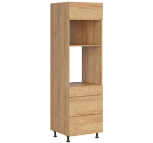 HAMPER dub hikory DPS-60/207-SMB/O, vysoká skrinka na vstavanú rúru a mikrovlnku v šírke 60 cm a výške 207 cm