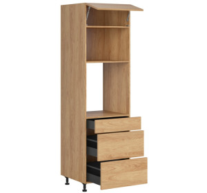 HAMPER dub hikory DPS-60/207-SMB/O, vysoká skrinka na vstavanú rúru a mikrovlnku v šírke 60 cm a výške 207 cm