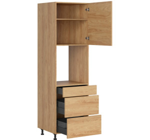 HAMPER dub hikory DPS-60/207-SMB/P, vysoká skrinka na vstavanú rúru v šírke 60 cm a výške 207 cm