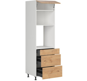 HAMPER dub lancelot DPS-60/207-SMB/O, vysoká skrinka na vstavanú rúru a mikrovlnku v šírke 60 cm a výške 207 cm