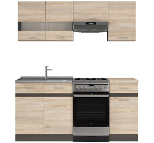 JUNONA LINE dub sonoma 120/170 cm, kuchynský komplet