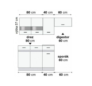 JUNONA LINE delano svetlé 120/180 cm, kuchynský komplet