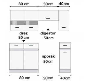 JUNONA LINE delano svetlé 120/170 cm, kuchynský komplet