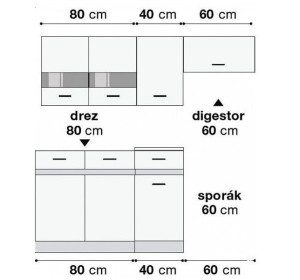 JUNONA LINE dub sonoma 120/180 cm, kuchynský komplet