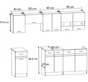 JUNONA LINE delano svetlé 180/230 cm, kuchynský komplet