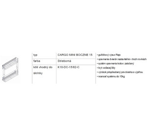OLDER biely canadian DC15, dolná skrinka s CARGO košom v šírke 15 cm