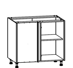 TOP LINE sivý lesk DNW105L, dolná skrinka určená do rohu v šírke 105 cm