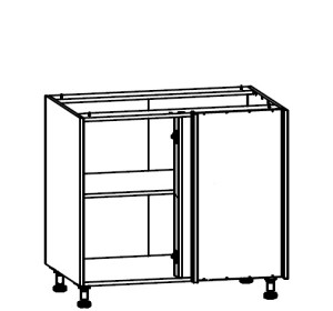 TOP LINE sivý lesk DNW105P, dolná skrinka určená do rohu v šírke 105 cm
